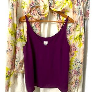 Purple adjustable spaghetti strap tank